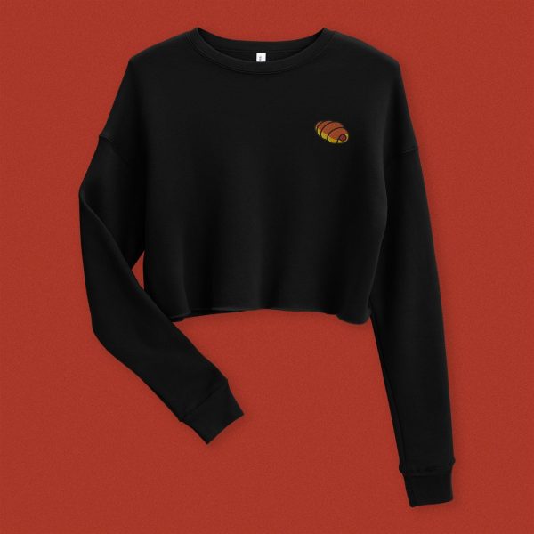 Hot Dog Bun Embroidered Crop Sweatshirt Cheap - Image 3